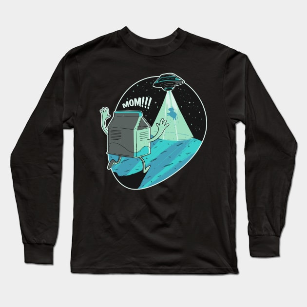 Funny UFO Cow Abduction Long Sleeve T-Shirt by UNDERGROUNDROOTS